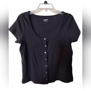 Like New! Old Navy Black Women's Button Down Top Shirt Ribbed Large
